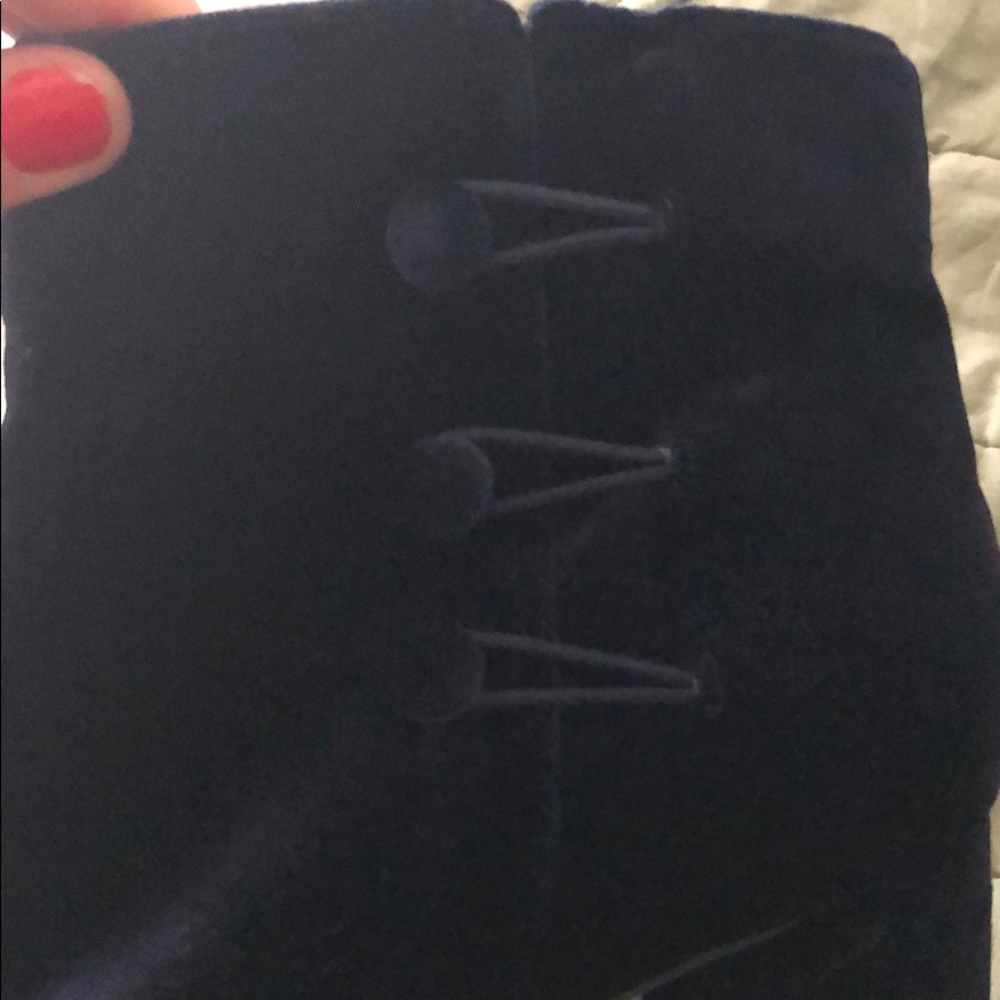 Nine West Navy Blue Velvet Ankle Booties